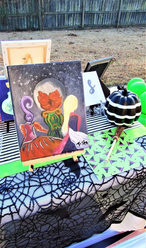 Paint and Sip Halloween Party Ideas | Photo 61 of 81 | Catch My Party Halloween Sip And Paint Ideas, Halloween Paint And Sip, Sip And Paint Ideas, Group Painting, Halloween Party Ideas, Sip N Paint, Paint And Sip, Catch My Party, Ideas Photo