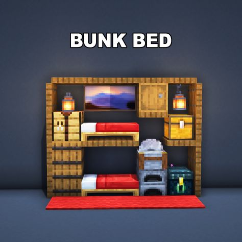 Minecraft Bunk Bed Ideas, Bunk Bed Minecraft, Minecraft Bunk Bed, Minecraft Bedrooms, Minecraft Bedding, Mc Ideas, Minecraft House, Minecraft Memes, Minecraft Pe