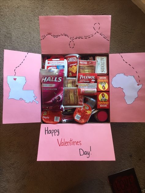 Valentines Long Distance Care Packages, Valentines Package For Him, Care Package Valentines Day, Valentines Box Long Distance, Valentines Missionary Package, Missionary Valentine Package Ideas, Long Distance Package Ideas Boyfriends, Valentine’s Day Care Package For Him, Valentines College Care Package