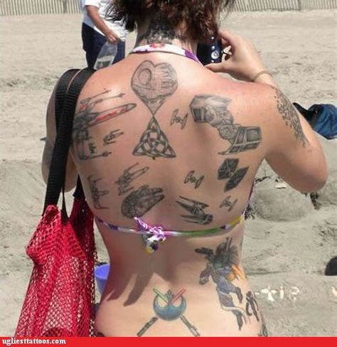 whoa thats a bit too random for me, but its STAR WARS! Horrible Tattoos, Nerdy Tattoos, Happy Star Wars Day, Tattoo Fails, Bad Tattoos, Star Wars Tattoo, Star Wars Day, Funny Tattoos, Tattoos Gallery