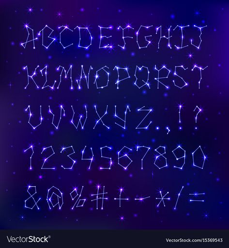 Space Fonts Alphabet, Universe Font, Space Alphabet, Star Font, Abstract Letters, Letters Symbols, Inspiration Typographie, Space Font, Beautiful Galaxy