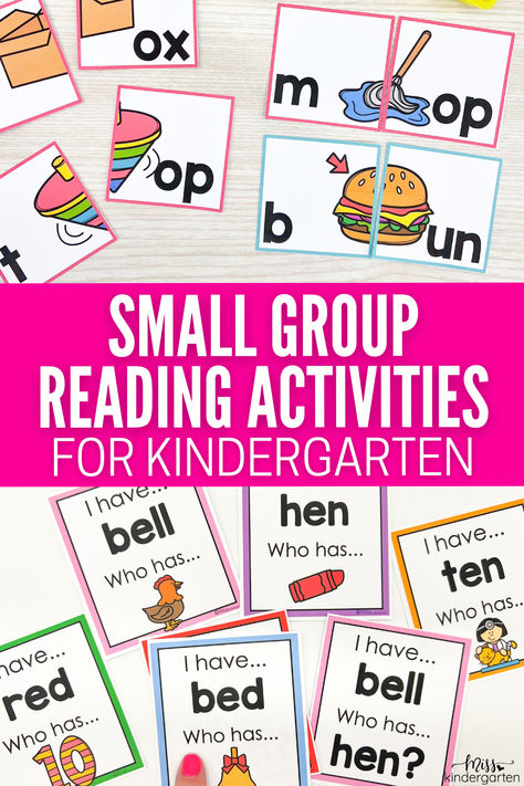 Keep your small group reading instruction fresh and engaging with a variety of activities! In this post, I'm sharing small group reading activities for kindergarten that your students will love! These hands-on and engaging reading activities for kindergarten will help students become more fluent and confident readers. Stations For Kindergarten, Reading Activities For Kindergarten, Preschool Reading Activities, Small Group Reading Instruction, Small Group Reading Activities, Miss Kindergarten, Become More Confident, Reading Stations, Kindergarten Reading Activities