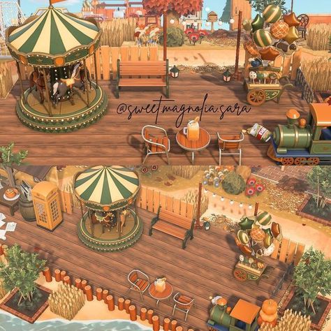 Acnh Beach Boardwalk Ideas, Boardwalk Codes Acnh, Acnh Boardwalk Carnival, Pizza Shop Animal Crossing, Acnh Fair Ideas, Wood Plank Acnh, Autumn Acnh Ideas, Nooks Cranny Decor Ideas Acnh, Acnh Planks Code