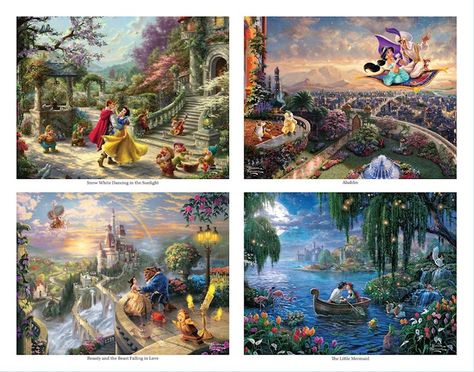 Disney Dreams Collection Thomas Kinkade Studios Disney Princess Coloring Poster Book - Andrews McMeel Publishing Pocahontas Artwork, Princess Picnic, Puzzle Artwork, Kinkade Disney, Kinkade Paintings, Thomas Kinkade Disney, Picnic Photoshoot, Disney Puzzles, Disney Princess Colors