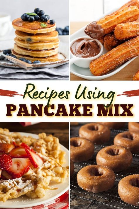 Believe it or not, these recipes using pancake mix include more than just pancakes and waffles. From pizza to cookies, you'll be amazed at what it can do. Breakfast Ideas With Pancake Batter, Uses For Pancake Mix Ideas, Things To Make With Pancake Mix Ideas, Pancake Mix Recipe Ideas, Pancake Mix Uses, White Gravy Recipe, Pancake Mix Recipe, Baking Mix Recipes, Pancake Mix Recipes