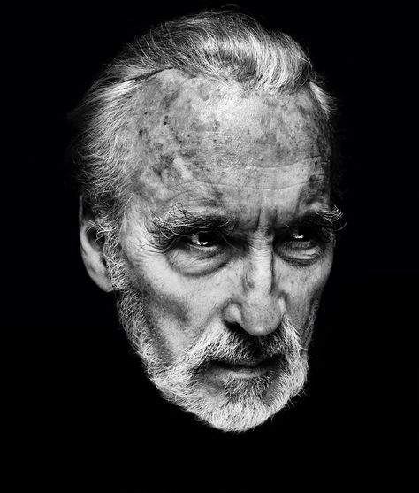 Christopher Lee.  Nadav Kander : Sony World Photography Awards Nadav Kander, Christopher Lee, Celebrity Portraits, World Photography, Photography Awards, Tv Movie, Black And White Portraits, Male Portrait, British Actors