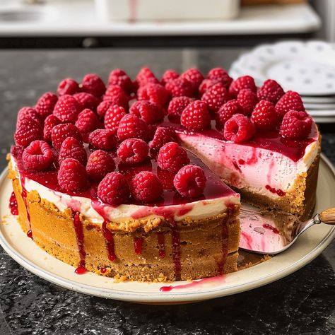 Baked Raspberry Cheesecake, Raspberry No Bake Cheesecake, Condensed Milk Cake, Family Desserts, Gluten Free Cheesecake, Easy Cheesecake Recipes, Special Desserts, Easy Cheesecake, Raspberry Cheesecake