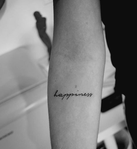 Happiness Tattoo. Happiness Tattoo Font, Choose Happiness Tattoo, Handwritten Tattoo, Happy Tattoo, Happiness Tattoo, Small Quote Tattoos, Cute Tiny Tattoos, Temp Tattoo, Wrist Tattoos For Women