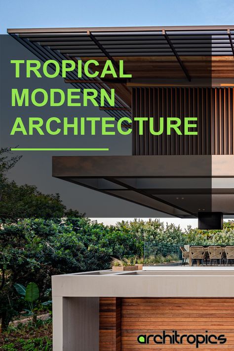 Tropical Modernism is the style of architecture that emulates the minimalist aesthetic of Modern architecture, while responding to the climatic and environmental conditions of the tropics. Like Modernism, it focuses on functionality and avoid forms of ornamentation. It also makes use of techniques required in tropical architecture, such as sun shading and cross ventilation. Luxury Building Architecture, Tropical Modernism Architecture, Contemporary Tropical Architecture, Tropical Minimalist House, Tropical Modern Architecture, Modern Tropical Architecture, Tropical Contemporary House, Tropical Building, Tropical Modern House