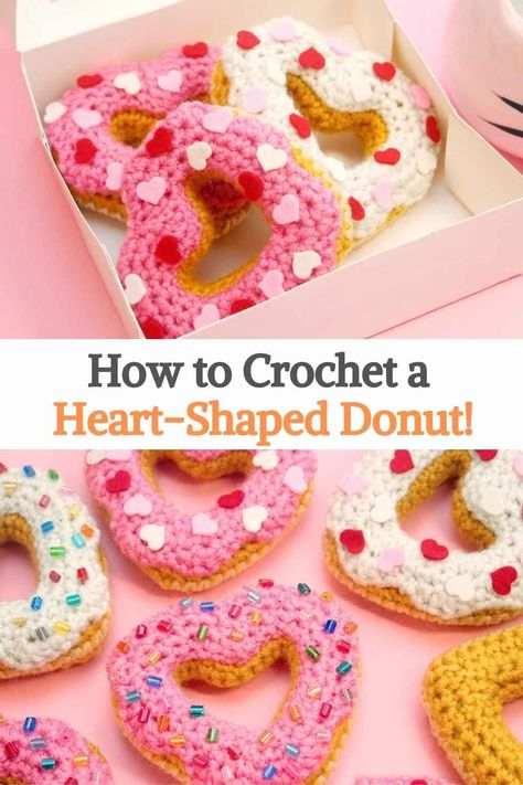 Crochet Dome Shape, Crochet Conversation Hearts, Free Crochet Donut Pattern, Valentines Crochet Projects, Free Crochet Valentines Ideas, Crochet Donut Pattern Free, Valentine Crochet Gifts, Free Valentine Crochet Patterns, Valentines Day Crochet Patterns Free