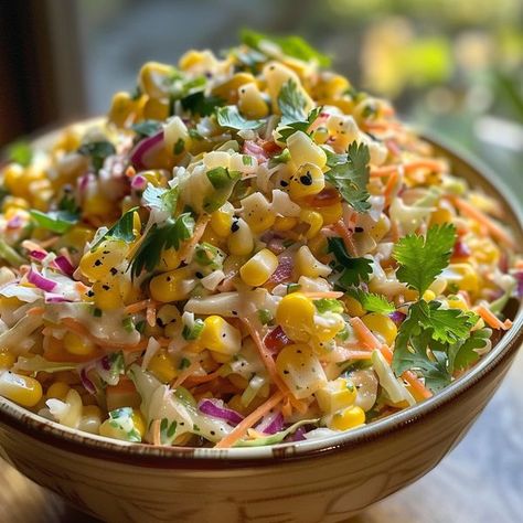 optimal recipes | 🌽✨ Whip up this budget-friendly Mexican Street Corn Coleslaw | Facebook Street Corn Coleslaw, Corn Coleslaw, Optimal Recipes, Mexican Salads, Mexican Street Corn, Street Corn, Coleslaw Recipe, Mexican Street, Festival Summer