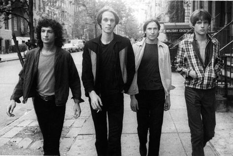 Television, St.Marks Place NYC 1977 L to R: Billy Ficca, Tom Verlaine, Fred Smith, Richard Lloyd Television Band, Tom Verlaine, Morrison Hotel, Andre Kertesz, Robert Frank, Music Photographer, The Americans, Patti Smith, Band Photos