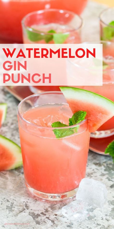 Gin Sangria Recipe, Watermelon Batch Cocktail, Fruity Gin Cocktails, Gin Punch Recipe Easy, Gin Slush Recipe, Gin Punch Recipe, Gin Punch, Friends At A Party, Gin Drink Recipes