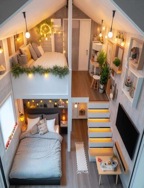 Tiny House Interior Design, Small House Interior, Tiny House Loft, Small House Interior Design, Tiny House Inspiration, Rustic Home Design, Modern Tiny House, Loft House, Tiny House Decor