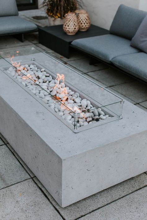 dekko sonoma rectangle concrete outdoor fire pit Decorative Aggregates, Propane Tank Cover, Gas Hose, Natural Gas Grill, Concrete Fire Pits, Fire Pit Cover, Built In Grill, Social Space, Fire Features