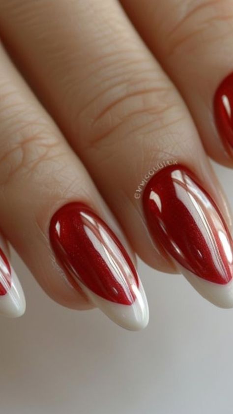 French Red Nails Ideas, Red French Tip Nails, Red French Tip, Red Tips, White Tip Nails, Nails Home, Manicure Designs, French Manicure Designs, French Tip Nail Designs