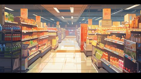 Supermarket Concept Art, Bodega Illustration, Store Concept Art, Supermarket Interior, Epic Backgrounds, Just Do It Wallpapers, Human Environment, Environment Painting, Concept Art World