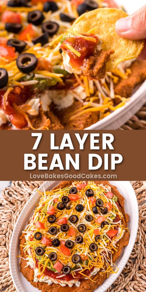 A quick and easy dish full of color and flavor, this 7 Layer Bean Dip will liven up any party! It’s better than any store-bought version and a total crowd-pleaser too. Layer Bean Dip, 7 Layer Bean Dip, Layered Bean Dip, Flexitarian Recipes, Meal Prep For Beginners, Finger Foods Easy, Easy Party Food, Bean Dip, 7 Layer