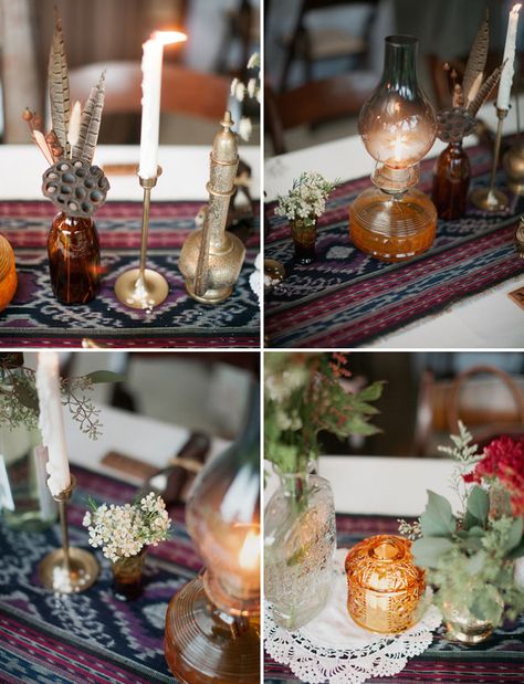 vintage lantern decor Vintage Lantern Wedding Decor, Eclectic Table Decor, Eclectic Wedding Table Decor, Eclectic Vintage Wedding, Eclectic Wedding Centerpieces, Rectangular Wedding Table Decor, Hipster Wedding Decorations, Wedding Vintage Decoration, Thrifted Wedding Decor