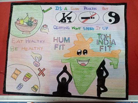 Fit India Poster Drawing, Fit India Poster, India Poster Drawing, Word Art Drawings, India Drawing, India Poster, Birthday Greetings Friend, Happy Birthday Greetings Friends, Healthy And Fit