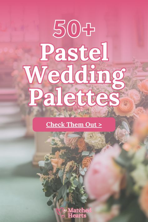 50+ Pastel Wedding Color Palettes We LOVE! Lavender Color Palette Wedding, Spring Wedding Pastel Colors, Pastel Color Theme, Pastel Wedding Colors, Church Aisle, Peach Bouquet, Wedding Color Palettes, Romantic Bouquet, Ivory Roses