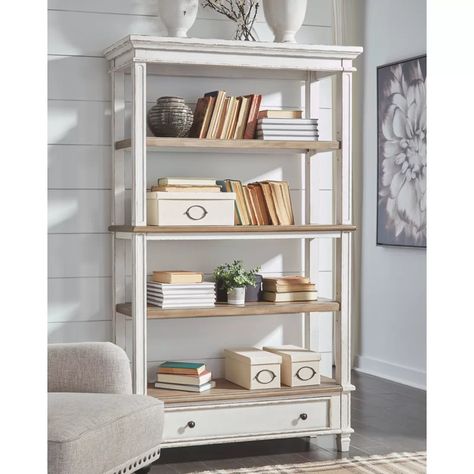 Sara Etagere Bookcase | Birch Lane White Etagere, Longboat Key, Traditional Cottage, Bookcase Design, Drawer Space, White Bookcase, Casa Vintage, Upholstered Panel Bed, Crown Moulding