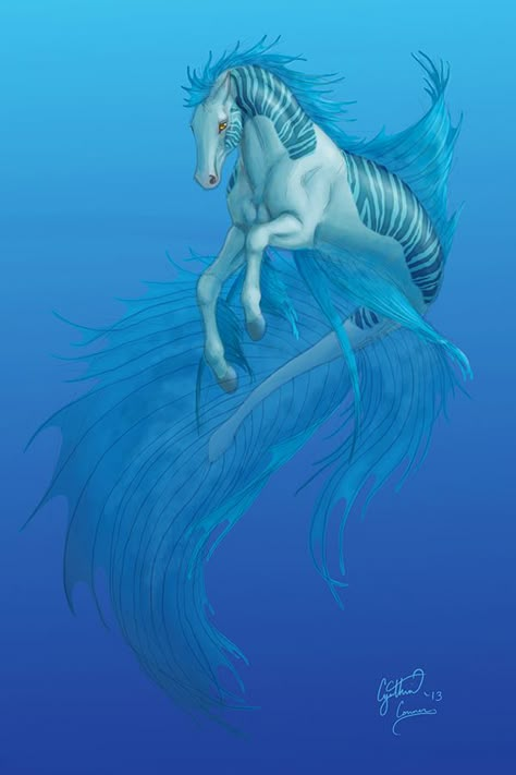 Hippocampus by dracontiar Water Animals Fantasy Art, Hippocampus Aesthetic, Hippocampus Art, Fantasy Water Creatures, Mythological Animals, Magical Horses, Mythical Creatures Fantasy, Mystical Animals, Fantasy Horses