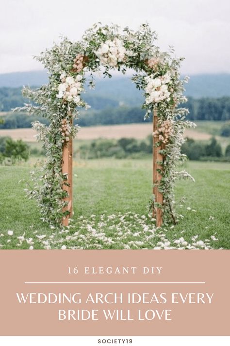 Create a DIY wedding arch for your big day. These stunning decor ideas are sure to make your special day spectacular. A beautiful wedding arch can anchor an outdoor ceremony and serve as a photo backdrop. Read on for our favorite DIY wedding arches you can use to get inspired and create elegant structures that align with your own personal style. #weddingideas #weddingsdecor #wedding Classic Wedding Arch Ideas, Minimalist Arch Wedding, How To Build An Arch For Wedding, Wedding Arbours, Wedding Arch Diy, Outdoor Wedding Arch, Diy Arch, Alter Ideas, Wooden Wedding Arches