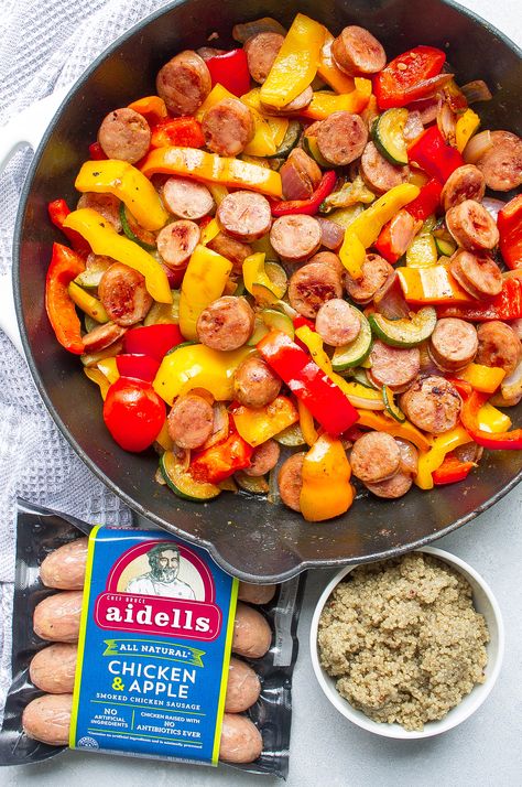 Chicken Sausage Veggie Skillet, Chicken Sausage And Veggies Skillet, Chicken Apple Sausage And Potatoes, Chicken Sausage Low Carb Recipes, Adele Chicken Apple Sausage Recipes, Chicken Apple Sausage Skillet, Pork Apple Sausage Recipes, Chicken Sausage With Veggies, Recipes Using Chicken Sausage Links