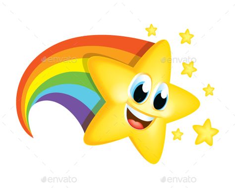 Cartoon Star with Rainbow tail Cartoon Star, Rainbow Cartoon, Kids Background, Powerpoint Background Design, Image Nature, Reward Stickers, Teacher Stickers, Funny Emoji, School Decorations