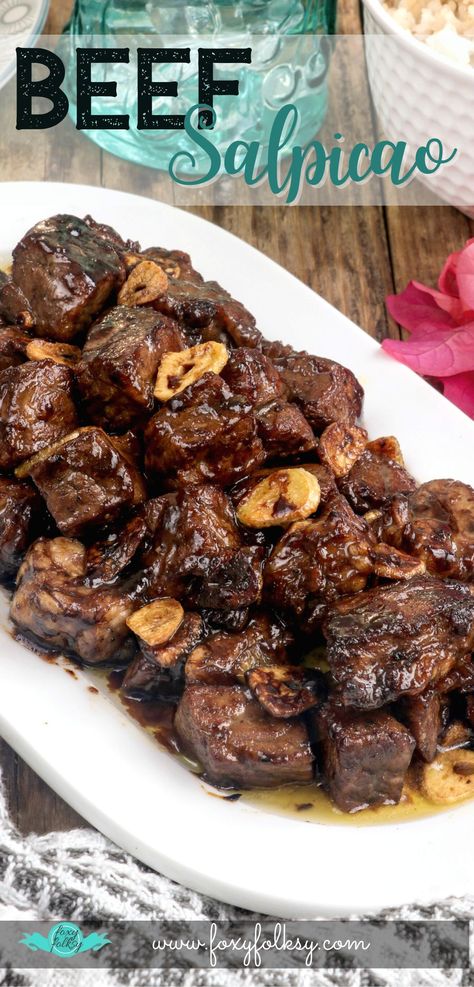 Beef Salpicao Recipe Filipino Food, Chunk Beef Recipes, Beef Chunks Recipes Quick, Beef Belly Recipe, Pochero Recipe Beef, Beef Recipe Filipino, Beef Shin Recipes, Beef Salpicao Recipe, Beef Chunks Recipes