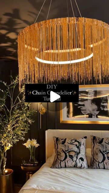 Annalora Vanderbeek on Instagram: "I’ve recently received quite a few questions about the chain chandeliers so I am re-sharing the DIY the tutorial❤️  Home diy, interior design, home decor, diy chandelier  #homediy #interiordesign #homehacks" Diy Interior Design, Chain Decor, Diy Chandelier, Salon Furniture, Diy Metal, Diy Interior, Roaring 20s, Gold Chandelier, Home Decor Diy