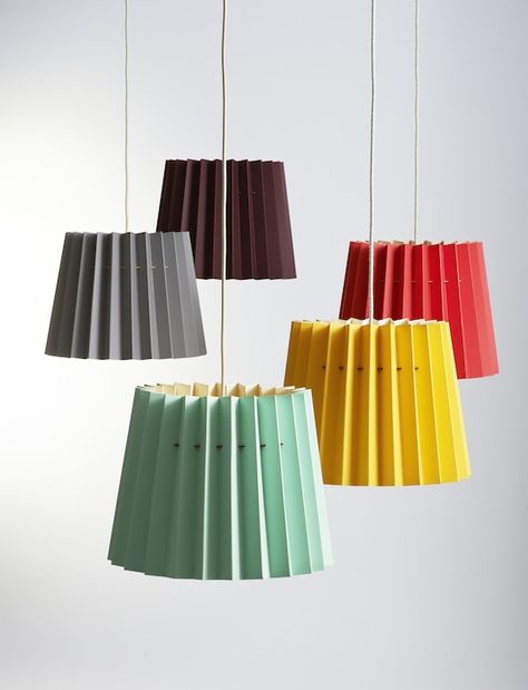 Pleated paper lights by Studio Lane in Nottingham. Origami Lampshade, Contemporary Lamp Shades, Chandelier Diy, Diy Luminaire, Origami Lamp, Handmade Lampshades, Paper Lampshade, Paper Light, English Design