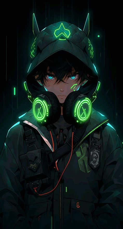 Anime Character, For Free, Neon, Wallpapers, Green, Anime