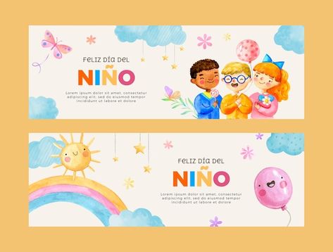 Banner Ideas Design, School Website Design, Banner Design Ideas, Kids Banner, Children Day, Website Banner Design, Kids Stationary, Kids Web, Banner Web