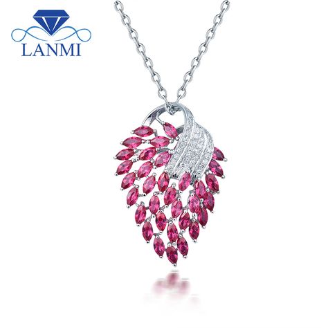 Vintage 18Kt White Gold Natural  Pink Ruby Pendant Necklace Shining Diamond  for Women Christmas Jewelry Gift E00153A Mens Gold Diamond Rings, Ruby Diamond Pendant, Ruby Diamond Necklace, Australian Opal Pendant, Ruby And Diamond Necklace, Ruby Necklace Pendant, Diamond Pendent, Diamond Pendants Designs, Emerald Ring Gold