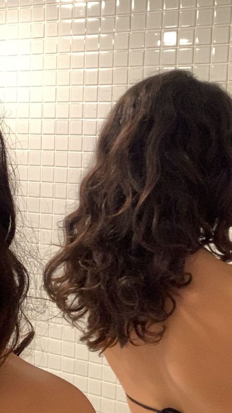 Hair Layers On Wavy Hair, Brown Curly Hair Layers, Layered Hair Naturally Wavy, Brown Wavy Hair With Layers, Layers For Naturally Wavy Hair, Brunette Curly Hair Aesthetic, Natural Wavy Layered Hair, Naturally Wavy Brown Hair, Natural Wavy Brown Hair