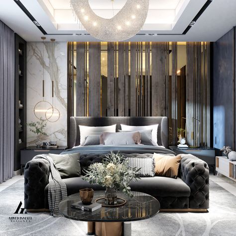 𝐁𝐄𝐃𝐑𝐎𝐎𝐌 𝐃𝐄𝐒𝐈𝐆𝐍 on Behance Black Luxury Bedroom, Stylish Bedroom Design, Bedroom Interior Design Luxury, Modern Luxury Bedroom, Modern Bedroom Interior, Luxury Bedroom Design, Reception Design, Luxury Bedroom Master, Luxurious Bedroom