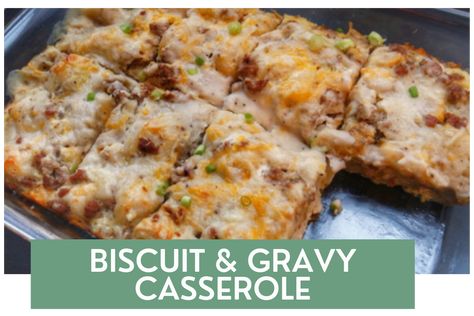 Macro-Friendly Biscuits & Gravy Casserole - Fit Life Academy Macro Friendly Biscuits And Gravy, Protein Biscuits And Gravy, High Protein Biscuits And Gravy, Macro Friendly Breakfast Casserole, Macro Friendly Casserole Recipes, Biscuits Gravy Casserole, Sausage Gravy Casserole, Gravy Breakfast Casserole, Protein Biscuits