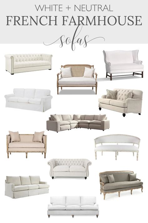 Are you looking to buy a living room sofa? This shopping guide full of discount sofas will help you find the best French farmhouse couch. French Country Couch, Farmhouse Sofas, Modern Parisian Bedroom, French Country Home Interiors, French Farmhouse Living Room, Modern French Farmhouse Decor, French Country Sofa, French Style Sofa, Farmhouse Couch