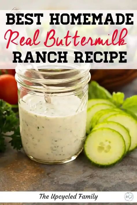 Indulge your taste buds with the creamy perfection of homemade Real Buttermilk Ranch Dressing! 🌿✨ Elevate your salads, dips, and veggies to a whole new level of flavor. Easy to whip up, utterly delicious – your culinary adventure starts here! #homemade #buttermilkranch #HomemadeDressing #RanchLove #FlavorfulEats #theupcycledfamily Diy Ranch Dressing Easy, Easy Buttermilk Ranch Dressing, Homemade Ranch With Buttermilk, Homemade Buttermilk Ranch Dressing Easy, Best Homemade Ranch Dressing, Homemade Buttermilk Ranch Dressing, Buttermilk Ranch Dressing Recipe, Kitchen Restock, Homemade Buttermilk Ranch