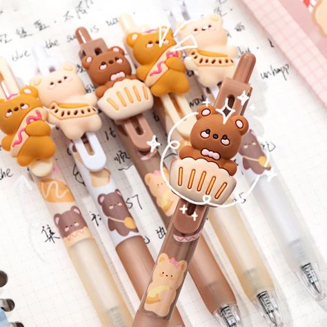 1pcs Kawaii Gel Pen Korean Brown Bear Cute Pens Back To School Stationary Supplies Pens For School Cute School Office Supplies - Gel Pens - AliExpress Pens Cute, Korean Supplies, Kawaii Stationary Korean Stationery, Korean Cute Things School Supplies, School Supplies Korean, Stationary Pens, Cute Korean Stationary, Brown Stationary, Brown School Supplies