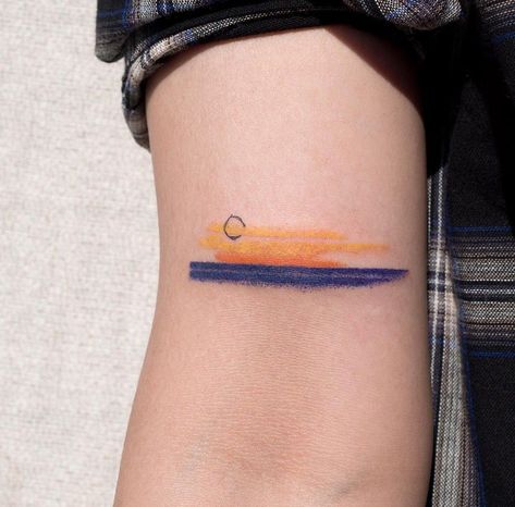 Sunset Tattoo, Brush Tattoo, Sunset Tattoos, Intricate Tattoo, Discreet Tattoos, Elegant Tattoos, Abstract Tattoo, Little Tattoos, Simplistic Tattoos