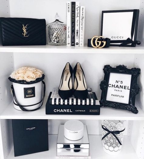 Chanel Bedroom, Chanel Room, Chanel Decor, Glam Bedroom, Closet Decor, Chanel Inspired, Glam Room, Shelf Styling, Room Ideas Bedroom