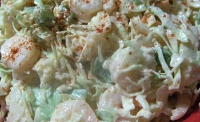 Shrimp Cole Slaw Recipe, Whats Cooking America Shrimp Coleslaw, Crab Salad Recipe, Whats Cooking, Coleslaw Salad, Shrimp Salad Recipes, Slaw Recipe, Shrimp Appetizers, Cole Slaw, Slaw Recipes