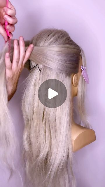 Joseph I'Anson on Instagram: "Are you looking for an easy way to create a super cute half up style? Then this easy to follow tutorial is for you!   L’IMAGE Mannequin - “Denise” from @equip_the_creative use code Joseph10 at the checkout to get 10% off your order.   Created using @revlonprofessionaluk style Masters  #hairtutorial #hairup #hairupdo #hairdo #hairdosimple #updo #updos #updohairstyles #hairups #hairstyles #hairideas #Weddinghair #hairwedding #bridalhair #reel #reels #igreels #ighair #hairfashion #hairhack #hairgoals #updostyles #upstyle #tutorialhair #hairart #reelitfeelit #bridalhair #bridalhairinspo #halfuphalfdown    @behindthechair_com  @markleesonsalons @nextlevelhairstylists @hairbrained_official @limage_gmbh @hairtutorial4you @hairstyles_ideas__ @i.love.hairstyles @esteti Holiday Hairstyles With Ribbon, Diy Hair For Wedding, Wedding Updo For Bride, One Handed Hairstyles, Hairstyle With Fascinator, Half Side Hairstyles, Easy Christmas Hairstyles For Women, Half Up Half Down Pageant Hair, Simple Hairstyles Updo