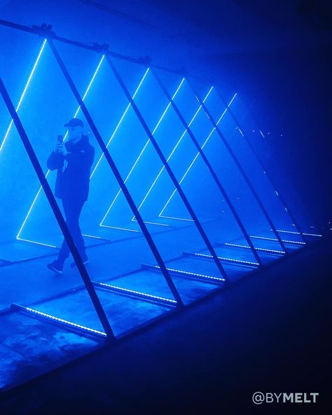 MELT on Instagram: “TRI△NGLED #TRIANGLED - the entrance to #PRO8L3M #OUTPOST #IN5TALAC7A 🔥 A triangular, immersive light tunnel. Inviting you with carefully…” Light Tunnel Entrance, Triangle Installation, Triangle Led Lights, Myles Smith, Immersive Design, Event Entrance, Winter Lights, Light Tunnel, Brand Pop