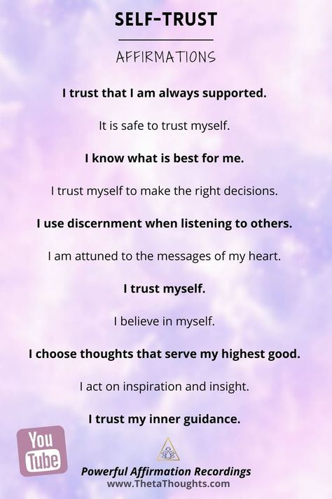 Powerful affirmations to build self-trust within yourself. Tune into your intuition and trust that you know what is best for you. Self Confidence Witchcraft, Youtube Success Affirmations, Hobby Affirmations, Self Love Affirmation Quotes For Women, Affirmations For Healing, Affirmation Meditation, Confidence Affirmations, Believe In Yourself Quotes, Easy Spells