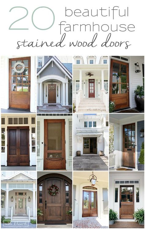 I've gathered 20 of the most beautiful farmhouse stained wood doors to give you inspiration (and eye candy) for your home design. Stained Wood Doors, Farm Doors, Wood Screen Door, Door Table, Beautiful Farmhouse, Front Door Colors, Doors And Windows, Farmhouse Exterior, Stained Wood