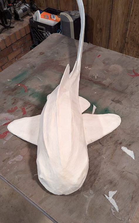 Cardboard Shark Template, Shark Paper Mache, Shark Template, Shark Crafts, Shark Room, Cardboard Ideas, Ocean Room Decor, Shark Craft, Paper Mache Mask